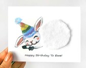 Funny Birthday Card, Cute Lamb Art Greeting Card, Fabric Card, White Fleece, Fuzzy Sheep Card, Happy Birthday