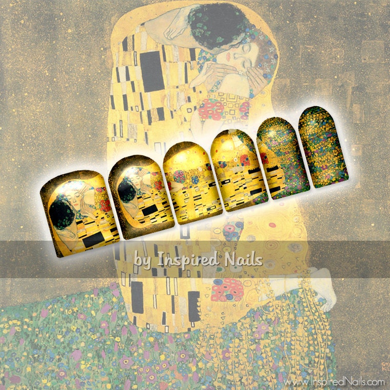 The Kiss by Klimt Nail Art Set of 24 Full Nail Fusion Decals by Inspired Nails