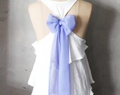 LILAC AURA - Romantic ivory white flowy tier blouse // pastel lavender purple // chiffon sash bow // tunic // tank top // racerback