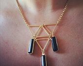 Geo Drop Necklace : Raw Brass