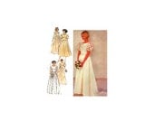 Vintage 80s Wedding Brides Maid Dress Sewing Pattern Cummerbund Waist Full Sleeves Size 12 Bust 34