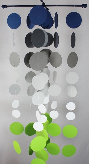 Handmade "Smokie" Nursery Mobile...Navy and Apple Green circles