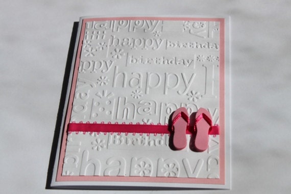 Flip Flop Birthday Card, Pink, White