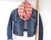 Infinity Loop Scarf for Women in Coral print - eco friendly organic cotton - womens scarves - loop scarf
