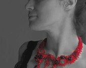 Red Bead Embroidered necklace