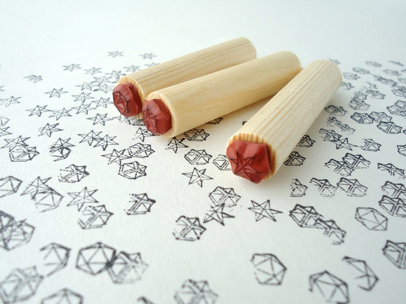 set of 3 tiny geometric stamps