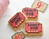 Circus Carnival Ticket Decorated Sugar Cookies - Summer Wedding Favors