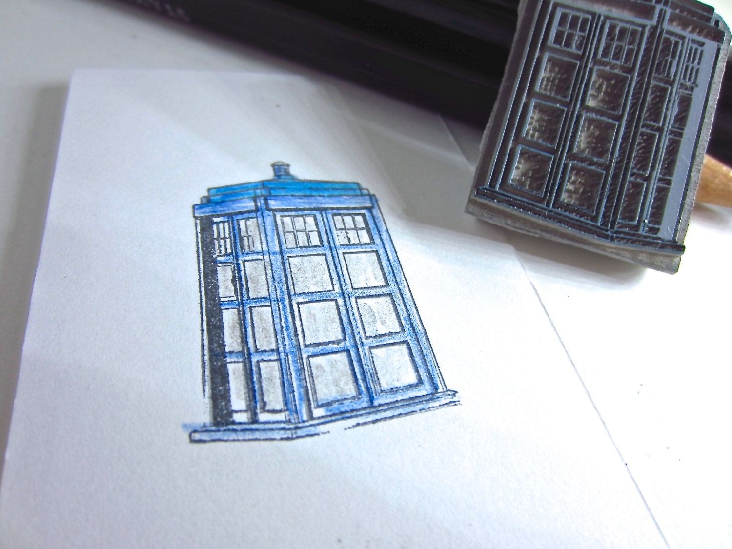 Doctor Who Tardis Police Box Inspired Rubber Cling Stamp
