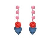 Red Rose Linear Earrings