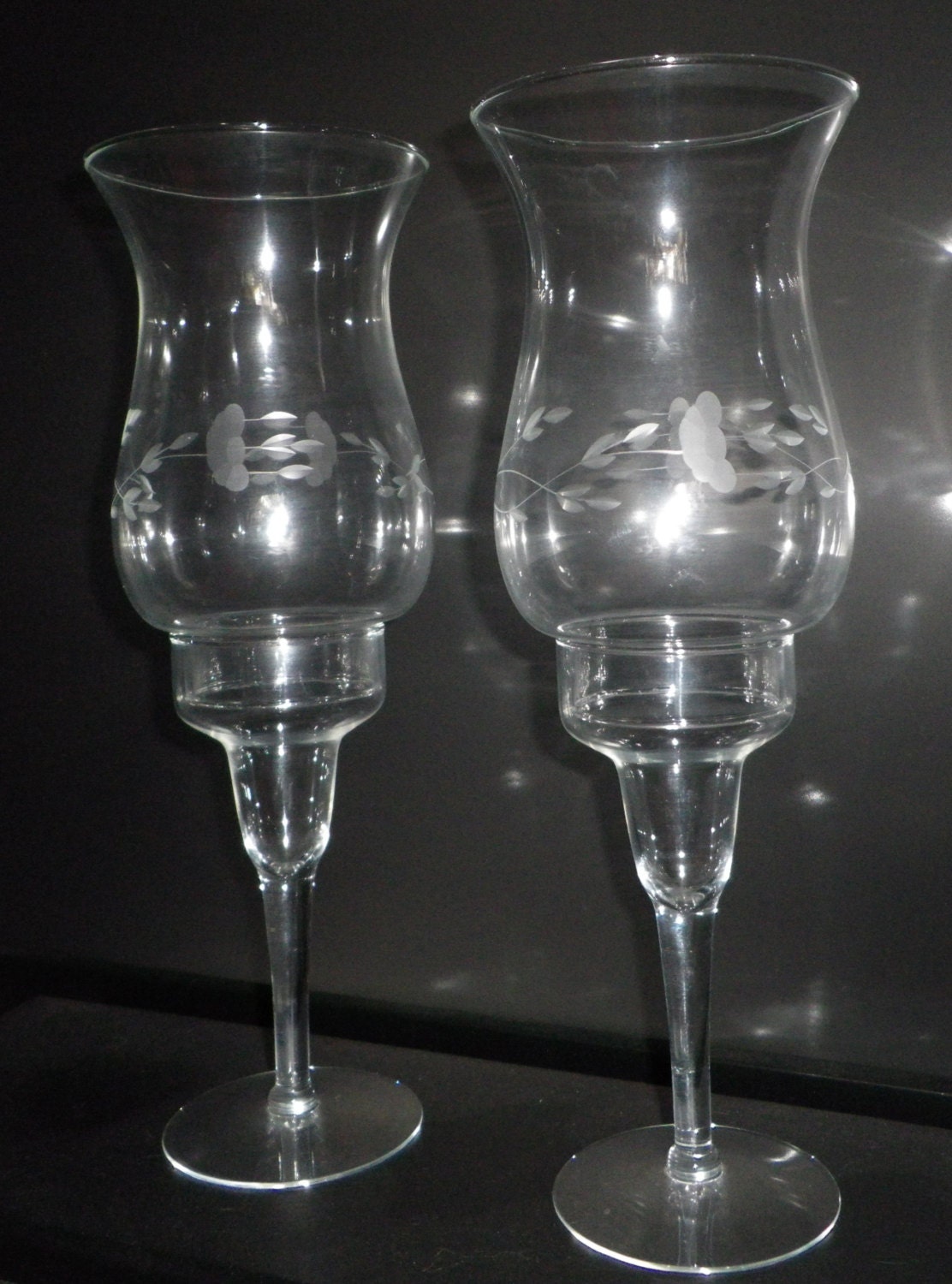 Set of Princess House Crystal Hurricane Lamps by TheFairyGrove
