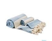 Assos Peshtemal, Turkish Bath Towel Set in Blue
