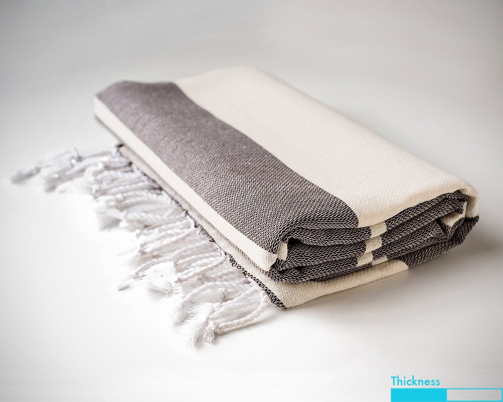 Istanbul Peshtemal, Black and White Turkish Towel, Fouta
