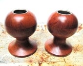 Danish Modern candle holders teak round Mid century modern wood