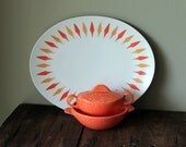 Orange Melmac Melamine Platter Sugar Bowl White Tray Kitchen Dishes Boontonware