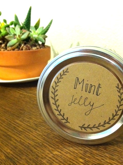 Mason Jar Labels - Plain Border - Wide Mouth 2.5" - Set of 6 - Kraft Paper