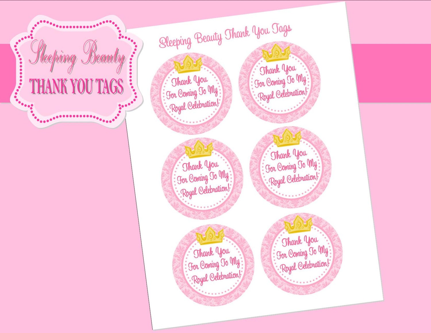 Sleeping Beauty Thank You Tags / Disney Princess Aurora Collection - Girls Birthday -Princess Printables - Bridal Shower - INSTANT Download Il_570xn