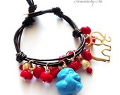 Buddha bracelet. Elephant bracelet. Red Coral Bracelet. Acuarela.
