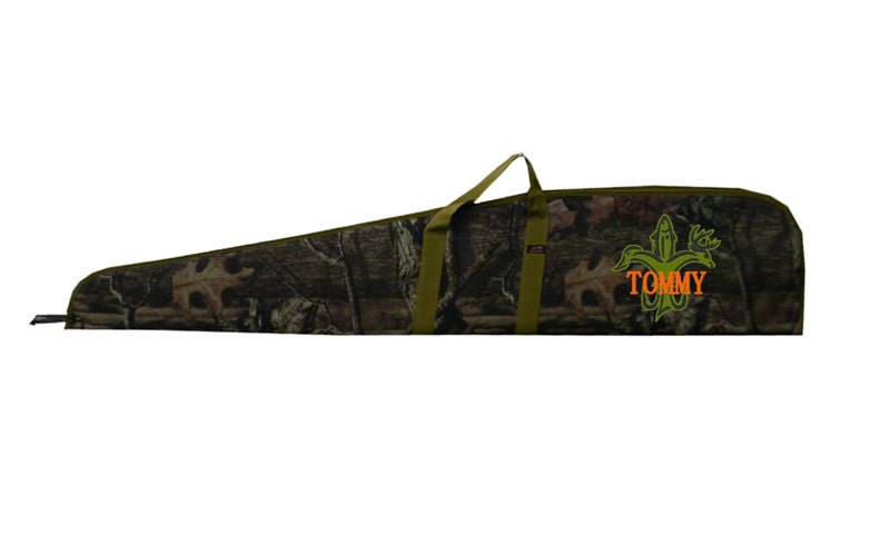 Personalized With Hunters Fleur De Leis and Name 52 Inch Real Tree Camo Riffle Bag