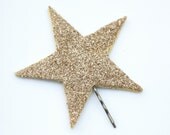 lucky star hair pin / gold german glass star bobby pin /  large glitter hair accessory / theLOVEstitch