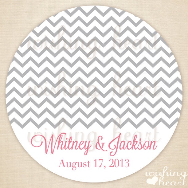 Chevron Thank You Favor Sticker - 1.5 or 2 Inch Stickers for Wedding or Bridal Shower