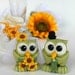 Owl cake topper, love bird wedding cake topper, green owls, sunflower wedding