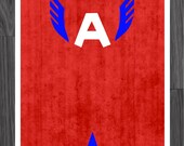 Minimalist Avengers Art Poster of Captain America 11x17