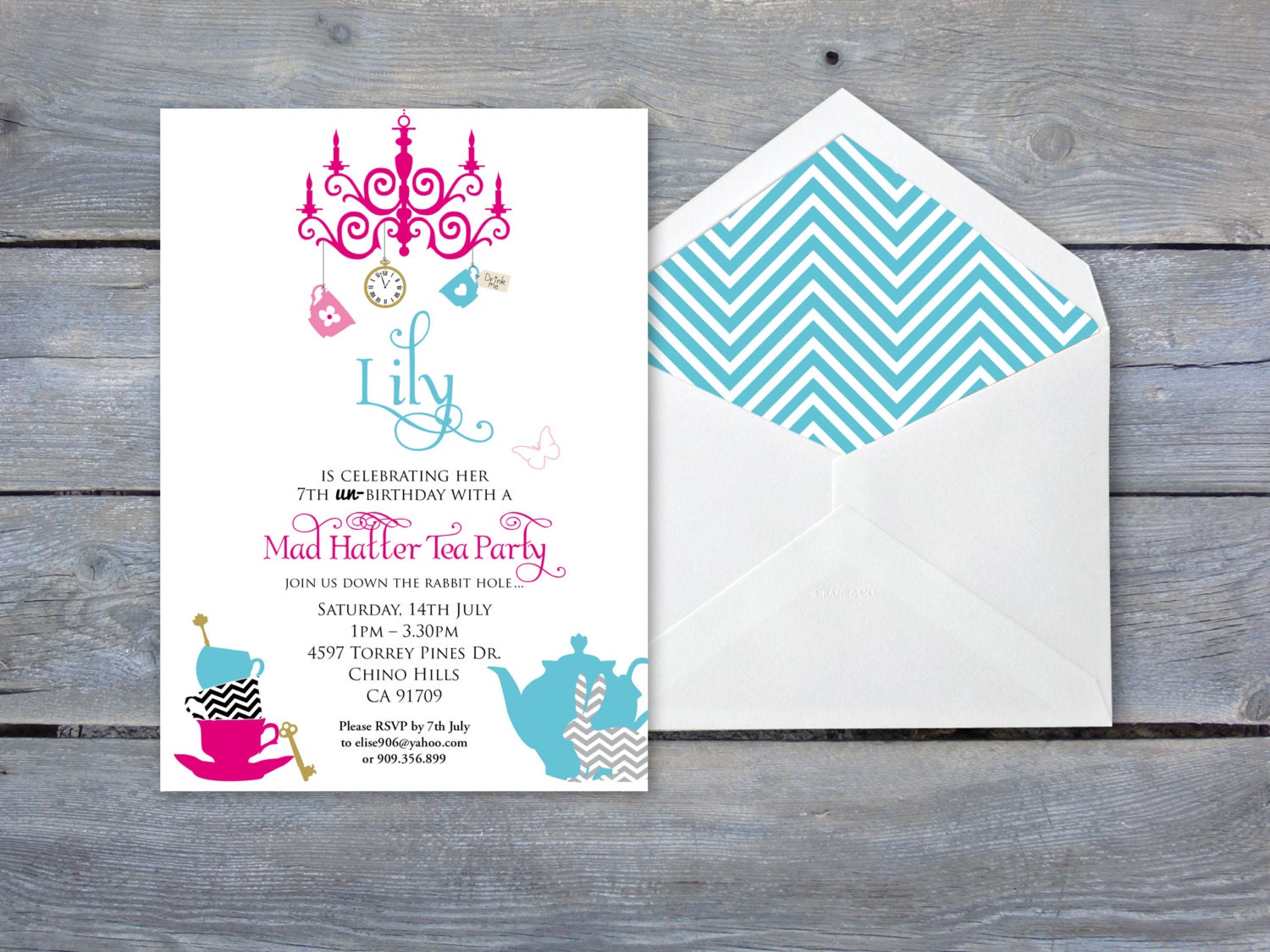 ALICE in Wonderland Invitation - 7"x5" - Personalized - Print your own Il_570xn