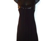 Black Chic Dress Tunic Top Sequin Evening Wear Pink Flower Womens Clothing Large