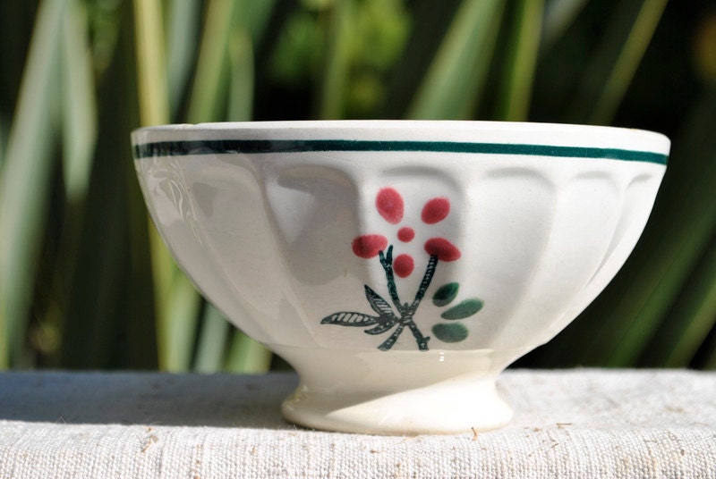 Antique French St. Amand Céranord Cafe au Lait bowl,1910, French Kitchen, Paris apartment, vintage French housewares, hand painted