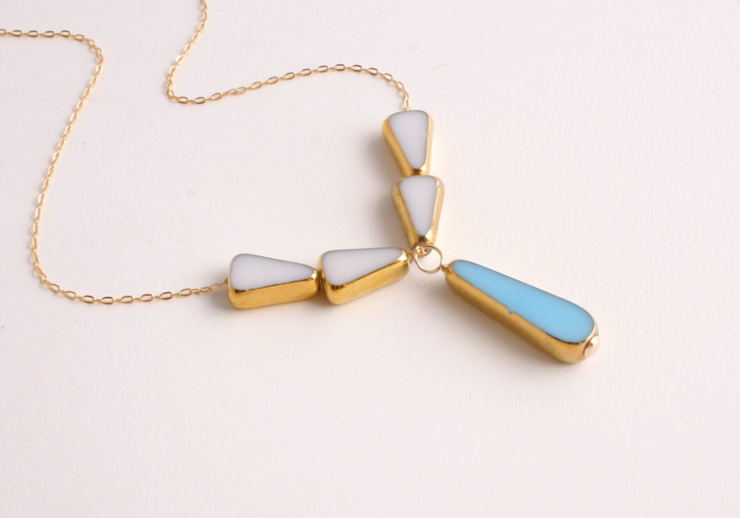 Drop Arrow Necklace in Tiffany Blue // mid century jewelry // LilahV
