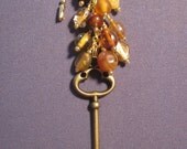 Earth Tone Glass Beaded Fan Pull with Key Charm