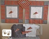 Modern Personalized Paper Aiprplane Quilted 30x30 Wall Hanging