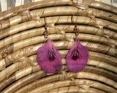 Pink Purple Rose Geranium Pressed Flower Petal Earrings