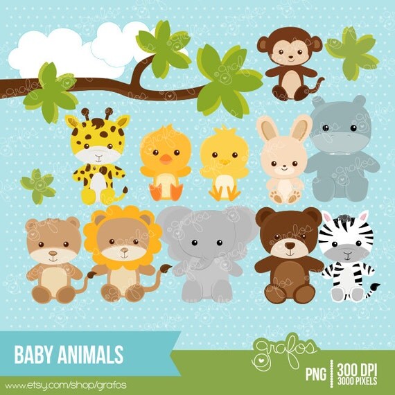 BABY ANIMALS zoo Digital Clipart, Digital Clipart Animals / Instant Download Il_570xn