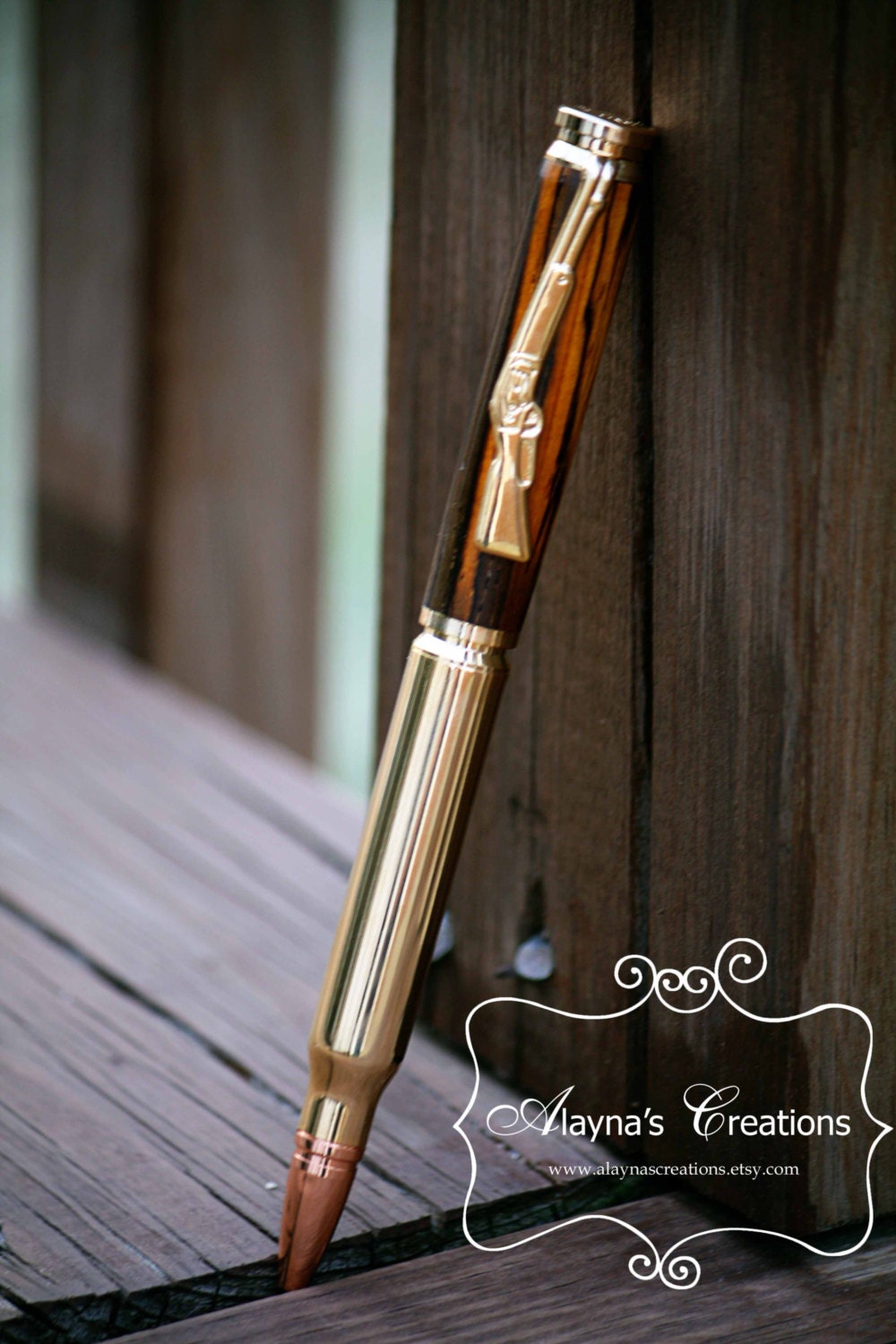 Rifle Cartridge Bullet Pen, Wooden Handcrafted
