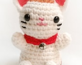 Amigurumi Lucky Cat Maneki Neko Plush - Ready to Ship