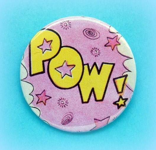 Comic action words button badge 1.5 Inch