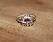 Purple Amethyst Set in Vintage Sterling Silver size 8   Mothers Day Ring Sale Purity Ring