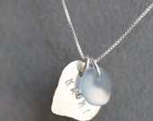 Sea Glass & Custom Tag with Name or Initials - Neckalce