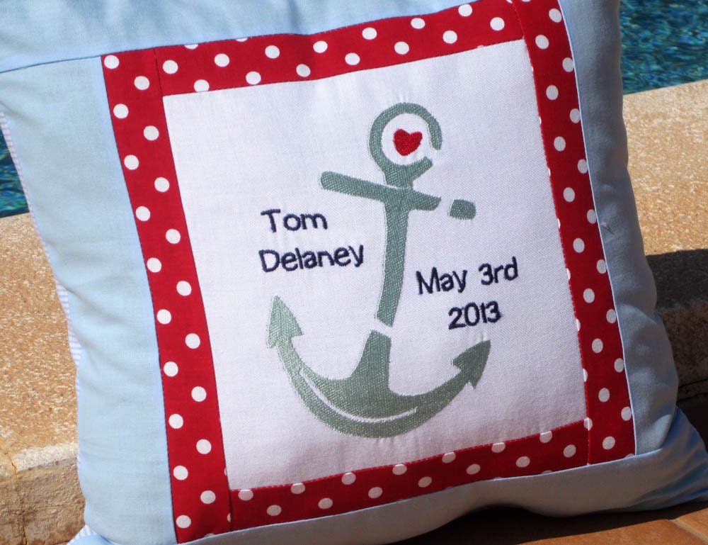 Buy announcements gifts birthday - Personalized Embroidered Birth Announcement Baby Boy Birthday Shower gift - Baby Anchor - Custom Made Nursery decor
