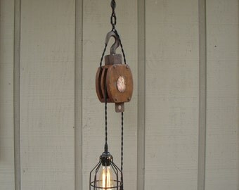 Industrial Pulley Pendant Light