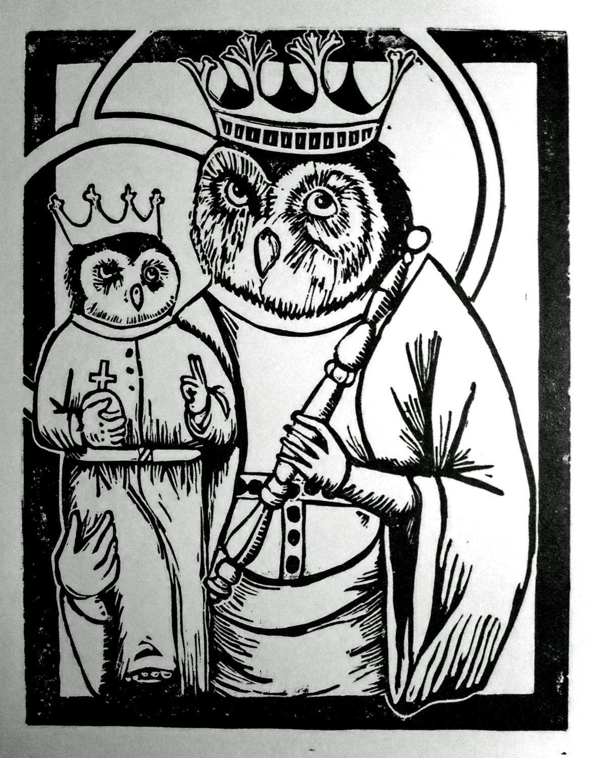 Madonna and Child  Block Print