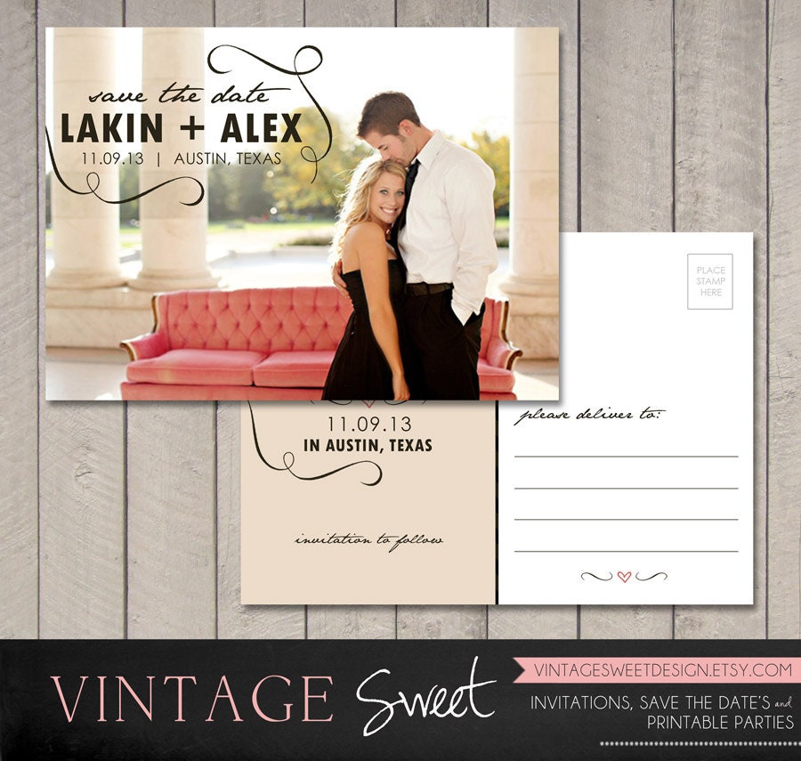 Save the Date Postcard (Printable) by Vintage Sweet