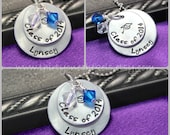 Personalized senior necklace, graduation necklace with school colors, graduation cap necklace, Class of 2013 Necklace