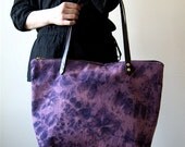 Dyed Weekender Tote Bag Brown Leather Handles