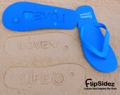 Custom Sand Imprint Flip Flops. Personalize With Your Design. No Minimum Order Quantity