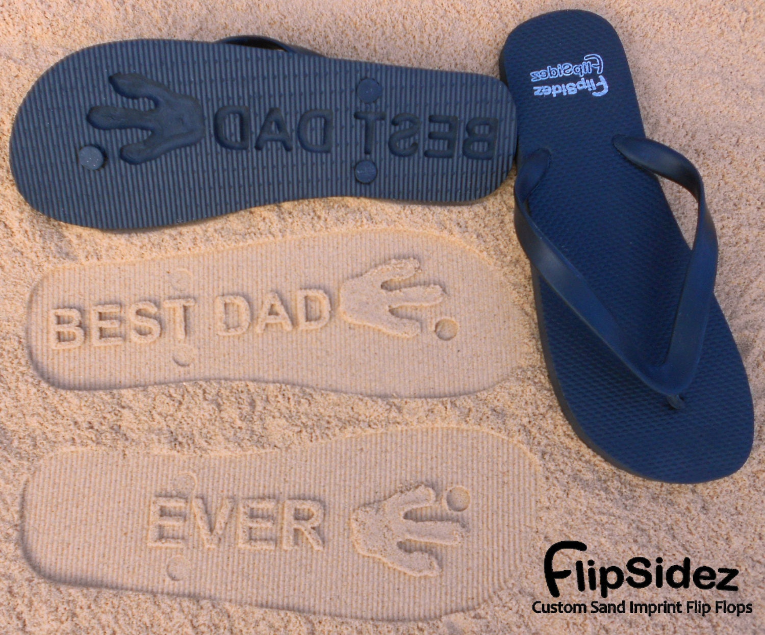 Custom Sand Imprint Flip Flops. Personalize With Your Design. No Minimum Order Quantity
