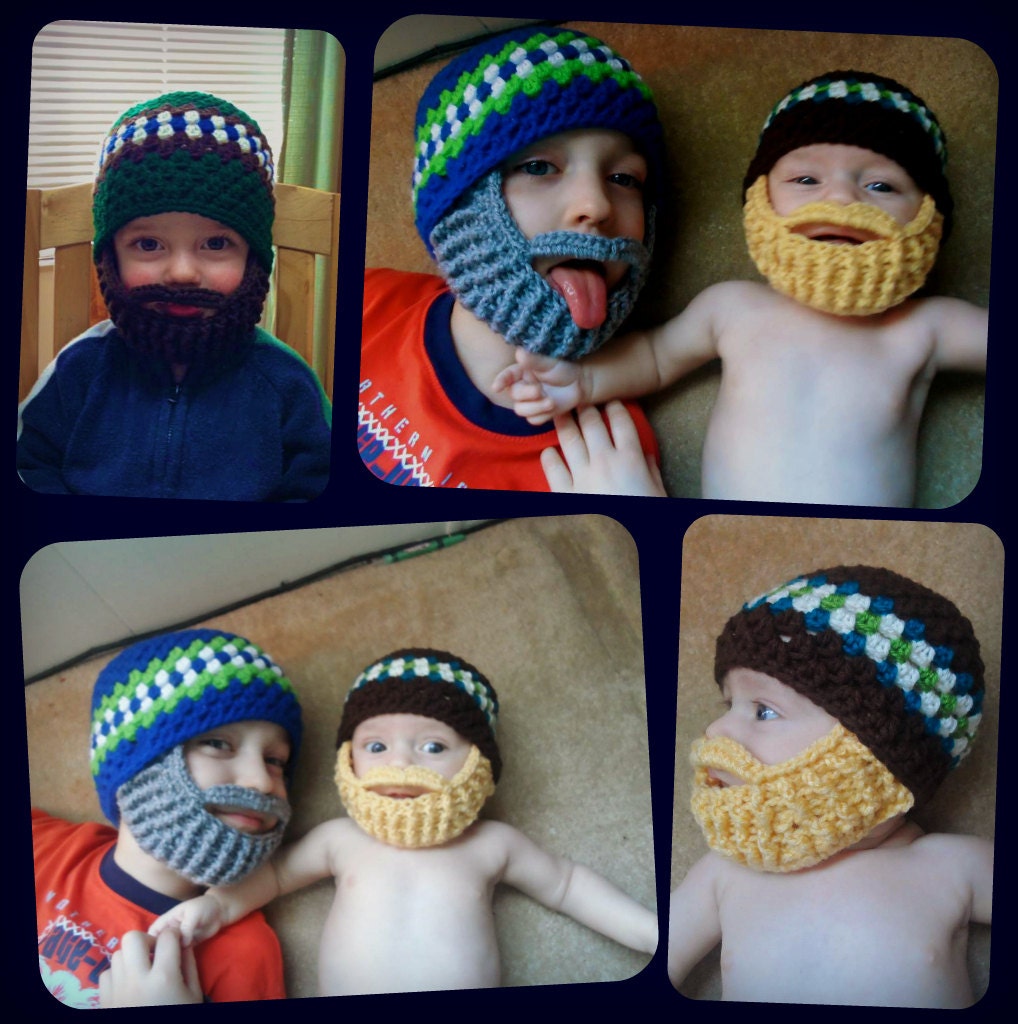 Textured Beanie and Beard - Crochet Pattern 56 - 8 Size Hat and 4 Beard Sizes from Newborn to Adult - PATTERN - INSTANT DOWNLOAD