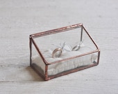 NEW Stained Glass Ring Holder - Hinged Glass Display Box - double ring - silver or copper - eco friendly - wedding