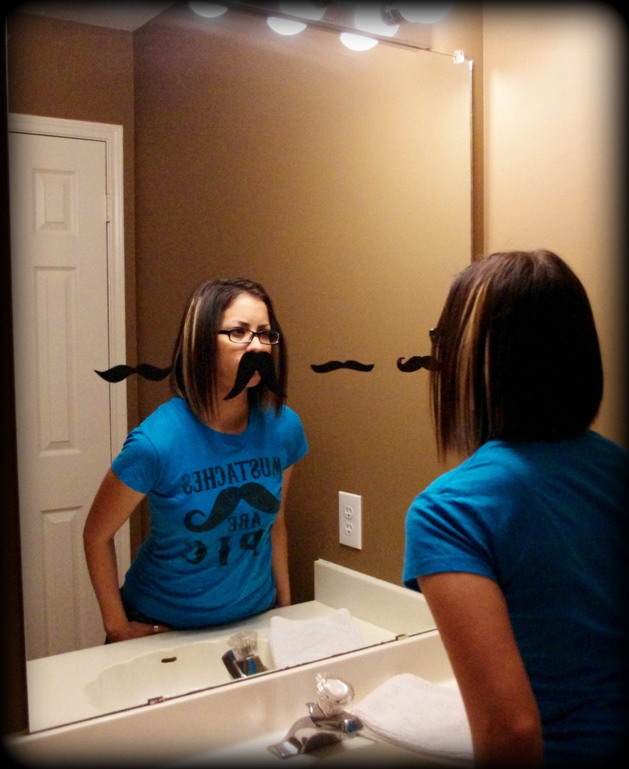 Mirror Mustaches- Vinyl Decal- Set of 4